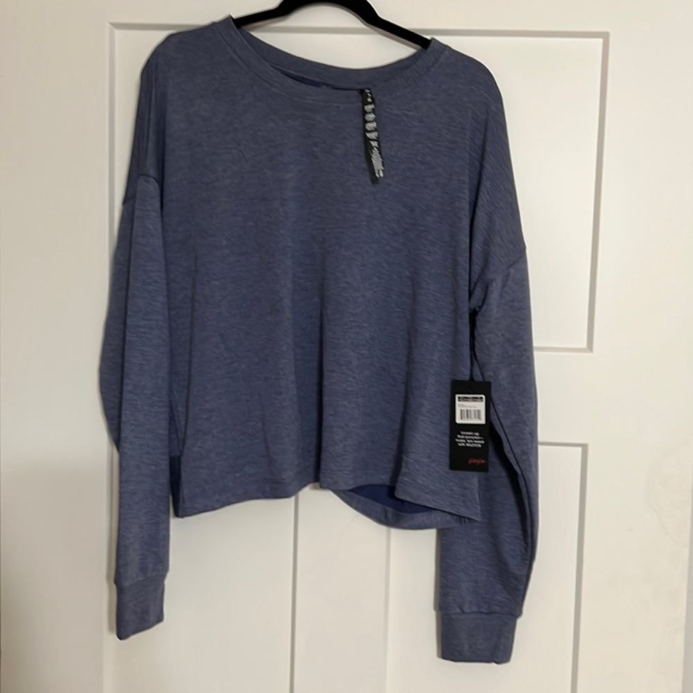 Wildfox Sweat Heather Deep Cobalt Blue Twist Back Long Sleeve‎ Top XL